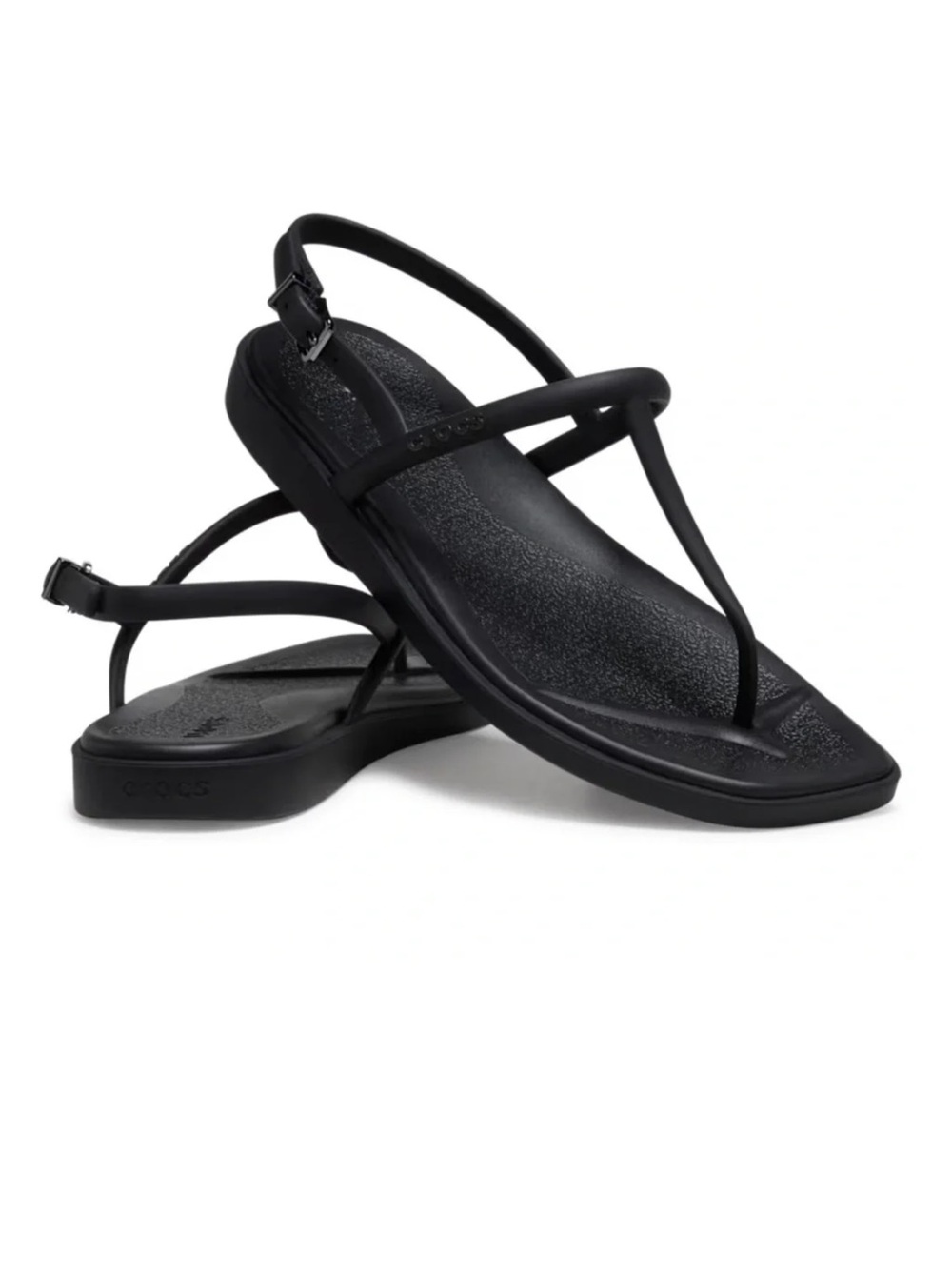 CROCS Women’s Miami Black Minimal T-Strap Sandals size 9